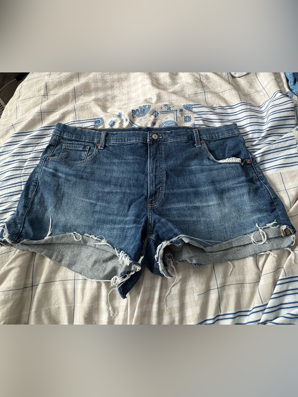 Old Navy Blue Denim Cutoff Shorts with Frayed Hem